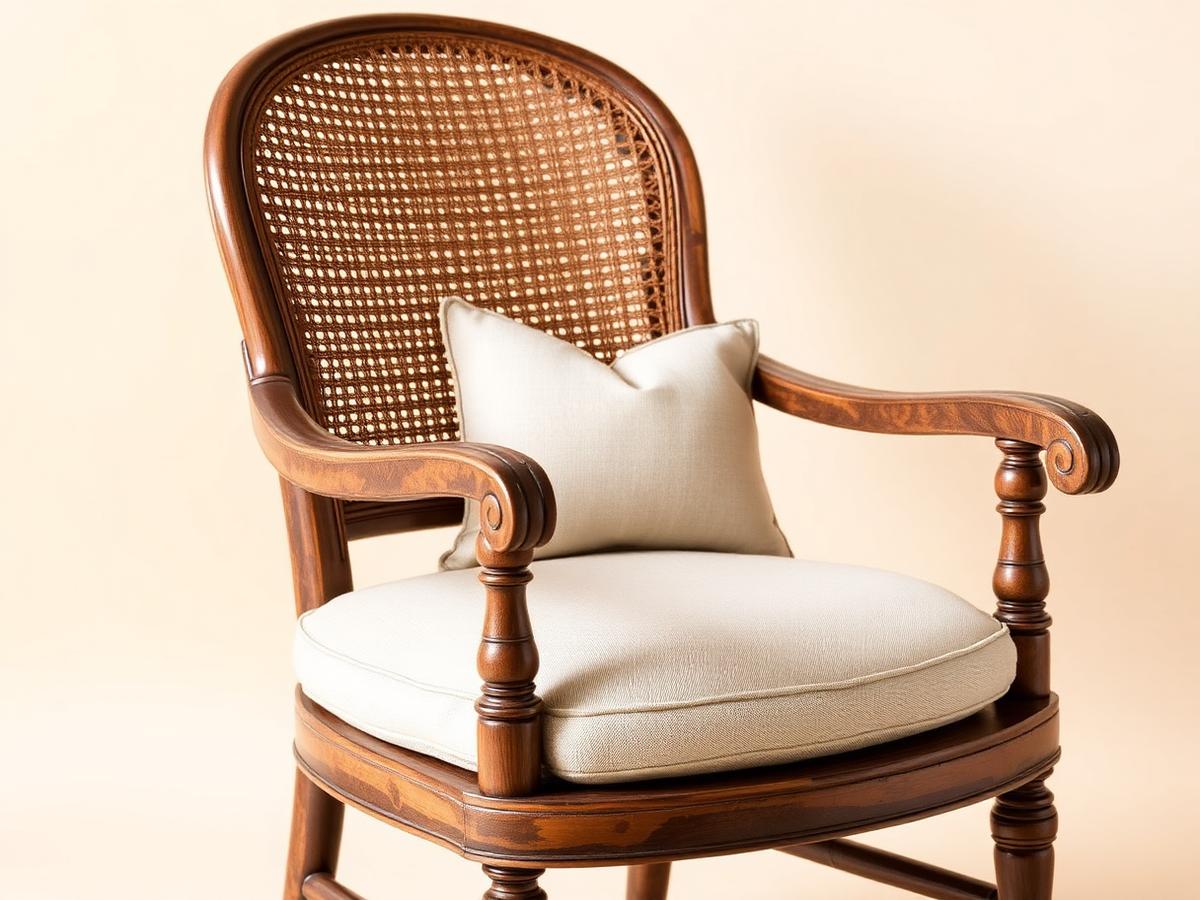 Sillón de bejuco y lino